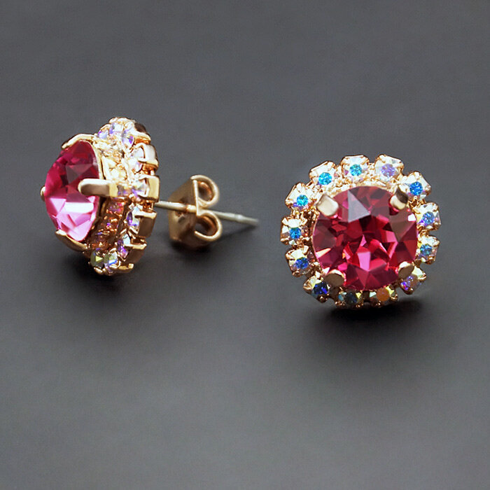 Naiste hõbedased kõrvarõngad DiamondSky Glory III (Rose), Swarovski kristallidega hind ja info | Kõrvarõngad | kaup24.ee