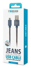 Forever micro USB cable jeans, 1m 2A hind ja info | Mobiiltelefonide kaablid | kaup24.ee