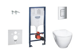 Туалетный набор Grohe Serel 5in1: Рама для унитаза + унитаз + кнопка + крышка с медленным опусканием + емкость с fresh ароматом + звукоизоляционная прокладка цена и информация | Унитазы | kaup24.ee