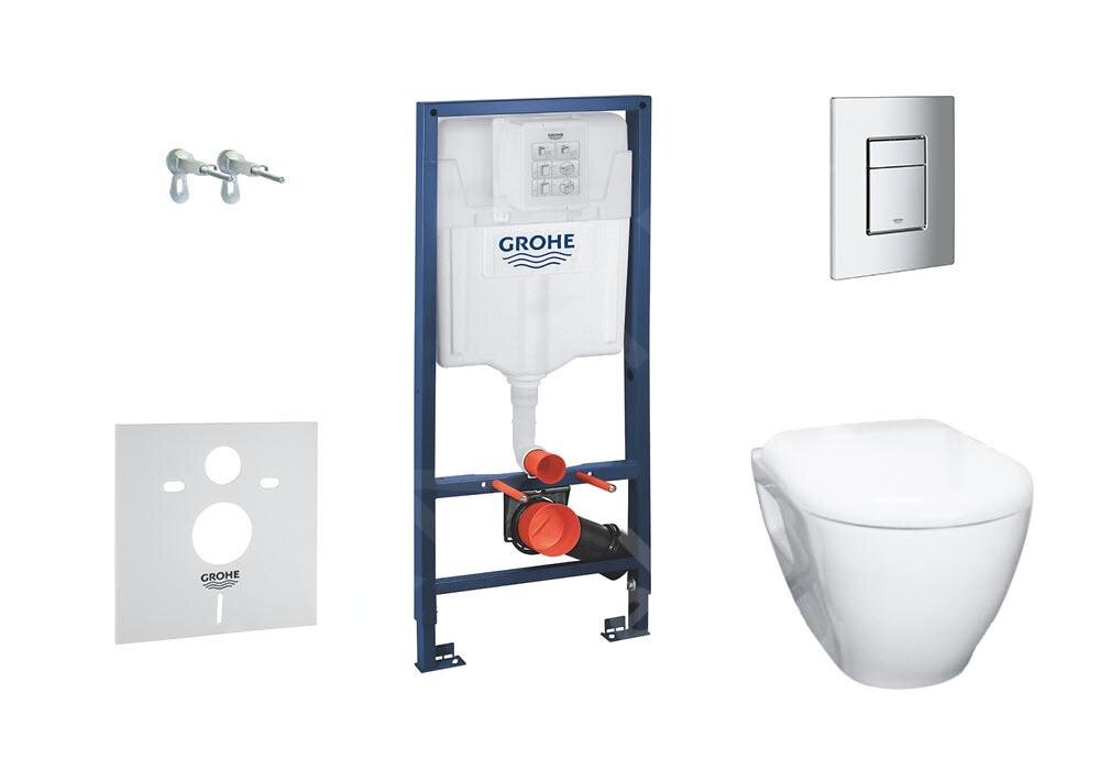 WC komplekt Grohe Serel 5in1: WC varjatud raam + WC + nupp + aeglaselt sulguv kaas + fresh lõhnakonteiner + helikindel tihend цена и информация | WС-potid | kaup24.ee