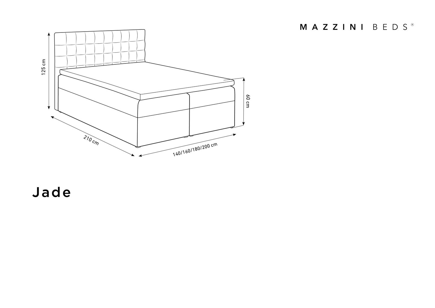 Voodi Mazzini Beds Jade 180x200 cm, beeži värvi цена и информация | Voodid | kaup24.ee