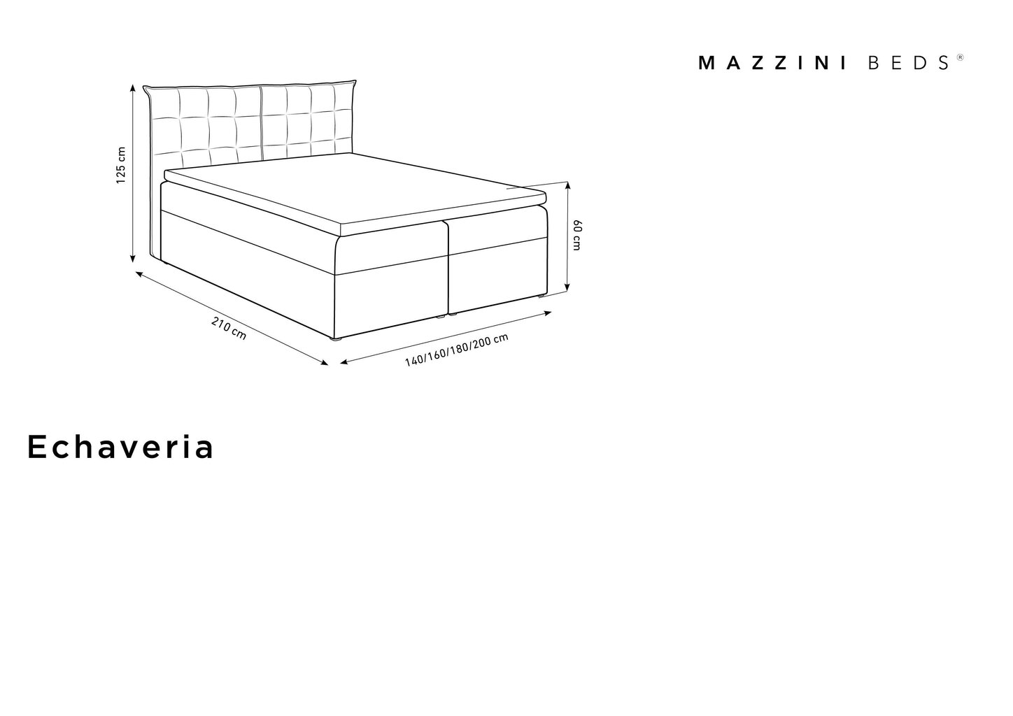 Voodi Mazzini Beds Echaveria 140x200 cm, hall hind ja info | Voodid | kaup24.ee