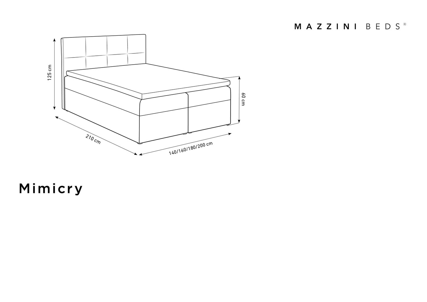 Voodi Mazzini Beds Mimicry 180x200 cm, tumeroheline hind ja info | Voodid | kaup24.ee