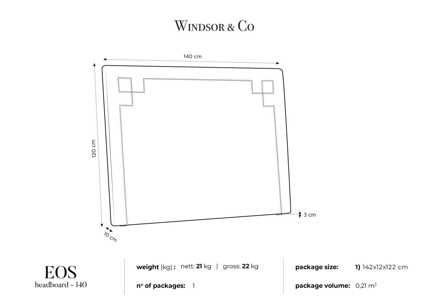 Voodipeats Windsor and Co Eos 140 cm, roosa hind ja info | Voodid | kaup24.ee