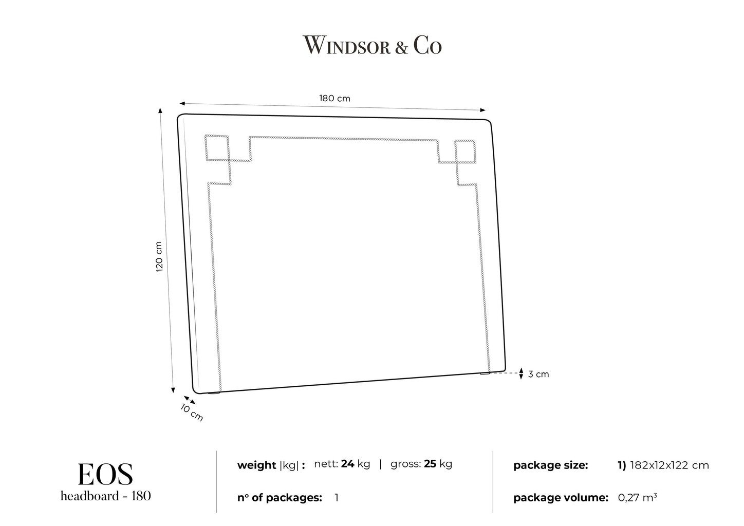 Voodipeats Windsor and Co Eos 180 cm, beeži värvi hind ja info | Voodid | kaup24.ee