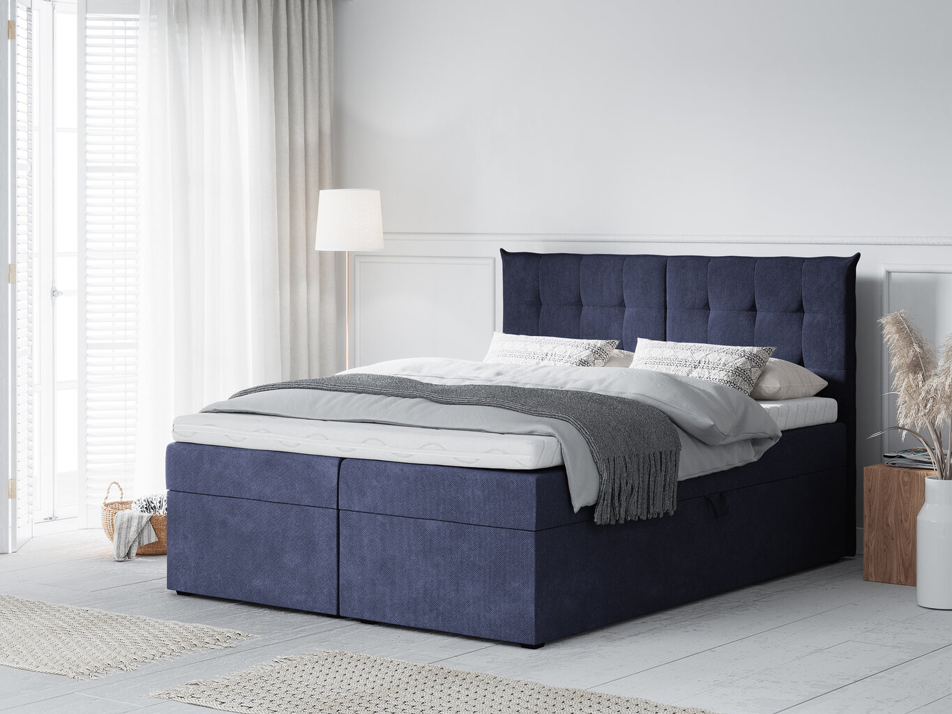 Voodi Mazzini Beds Echaveria 180x200 cm, tumesinine цена и информация | Voodid | kaup24.ee