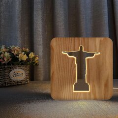 Pastor Jeesuse öövalgusti lastele Puidust 3D-lamp Loomingulised puidust tuled Lihtsad dekoratiivsed tuled 3D-puunikerdusmustriga LED-öövalgusti D-le hind ja info | Lastetoa valgustid | kaup24.ee