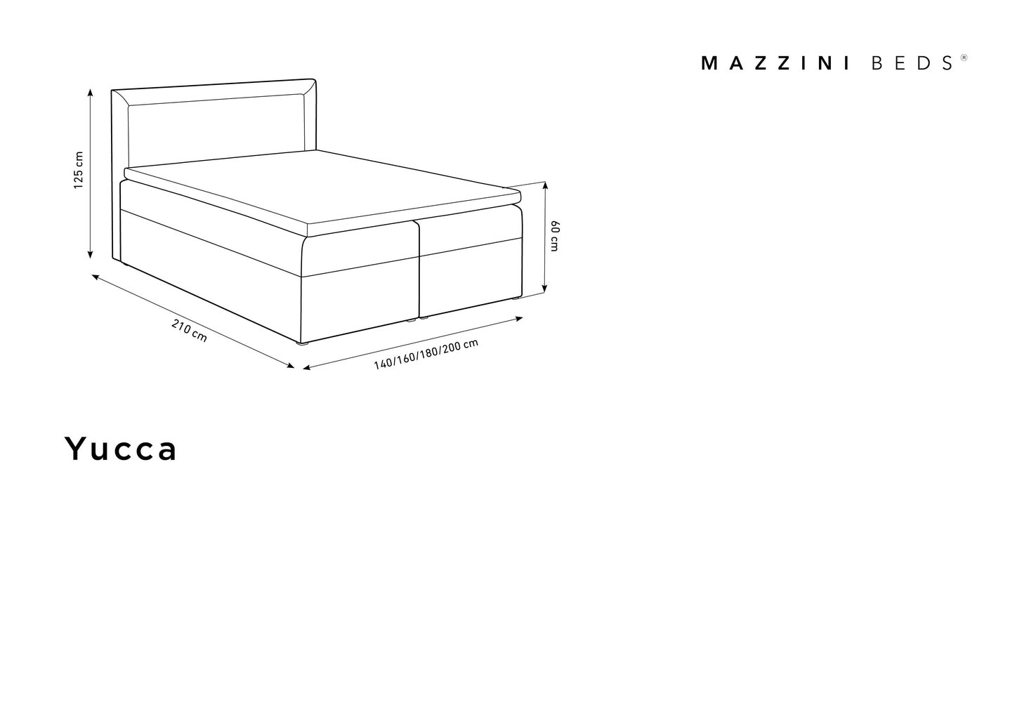 Voodi Mazzini Beds Yucca 180x200 cm, sinine hind ja info | Voodid | kaup24.ee
