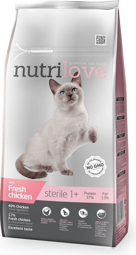 Nutrilove kassitoit sterile 1,4kg цена и информация | Kuivtoit kassidele | kaup24.ee