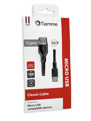 Tiemme Micro USB kaabel,2A. 1m, must hind ja info | Mobiiltelefonide kaablid | kaup24.ee