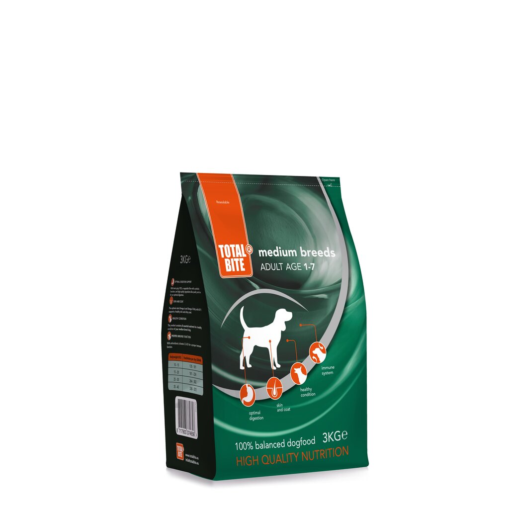 Total Bite Adult medium 3kg hind ja info | Kuivtoit koertele | kaup24.ee