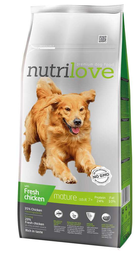 Nutrilove senior fresh chicken 12kg hind ja info | Kuivtoit koertele | kaup24.ee