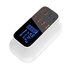 USB-laadija, 8-pordiline laualaadimisjaam Quick Charge 3.0 USB-pordiga, C-tüüpi port ja LCD-ekraan цена и информация | Зарядные устройства для элементов питания | kaup24.ee