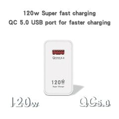 Gan USB laadija Kiirlaadimine 120w Qc5.0 mobiiltelefoni adapter Iphone Xiaomi Huawei jaoks Samsung Ipad Realme Oppd Oneplus tahvelarvuti ainult Ühendkuningriigi laadija цена и информация | Зарядные устройства для элементов питания | kaup24.ee