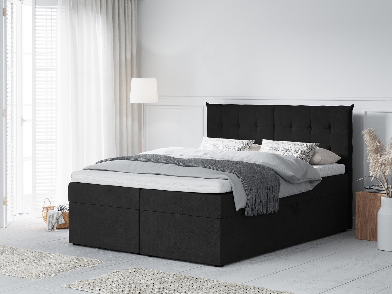 Voodi Mazzini Beds Echaveria 140x200 cm, must цена и информация | Voodid | kaup24.ee