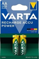 Заряжаемые батарейки Varta Recharge Accu Power AA (HR6), 2600мАч, 2 шт. цена и информация | Батарейки | kaup24.ee