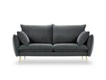 Двухместный бархатный диван Milo Casa Elio, серый/золотистый