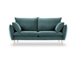 Двухместный бархатный диван Milo Casa Elio, зеленый/золотистый