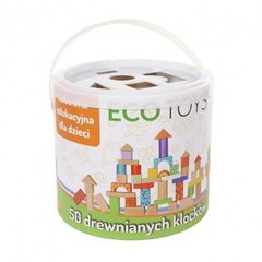 Puidust klotsid-sorteerija Ecotoys, 50-osaline hind ja info | Imikute mänguasjad | kaup24.ee