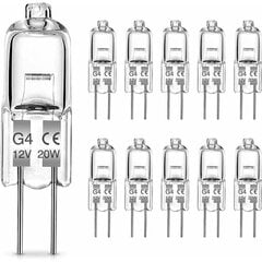 Komplektis 10 G4 halogeenpirni, 20 W G4 pirn, 12 V halogeentihvtiga aluslamp, soe valge 2700K, 300LM, madalpinge G4 halogeenlamp цена и информация | Аксессуары для корпусов | kaup24.ee