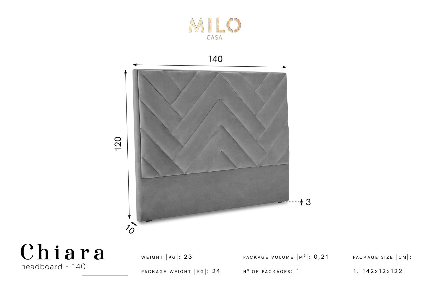 Voodipeats Milo Casa Chiara 140 cm, kreem hind ja info | Voodid | kaup24.ee