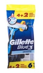 Ühekordsed raseerijad meestele Gillette Blue3 Smooth Disposable, 6 tk цена и информация | Косметика и средства для бритья | kaup24.ee