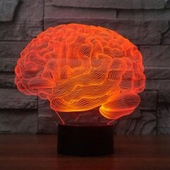 3D Illusion Brain LED-lamp Art Deco-lamp LED-tuled Dekoratsioonilambid Kaugjuhtimispult 7/16 värvimuutus Öövalgusti USB-toitega lastele kingitus sünnipäevaks jõulukingid hind ja info | Seinavalgustid | kaup24.ee