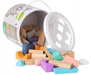 Puidust klotsid ämbris EcoToys, 50-osaline hind ja info | Imikute mänguasjad | kaup24.ee