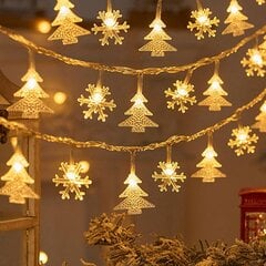 2023. aasta jõulukaunistused, jõulud lumehelvestega LED-valgustid, rippuv vanik Navidad Natali jõulukingid uusaastaks 2024 (1,5 M 10 LED-helehall) hind ja info | Kunstkuused | kaup24.ee