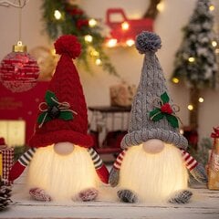 Jõulunukk Elf Gnome LED valgusega jõulukaunistustega Jõuluvalgus päkapikk kootud müts Glow Rudolf nukk uusaastakingitused (-Hall (ilma patareita)) цена и информация | Искусственные елки | kaup24.ee