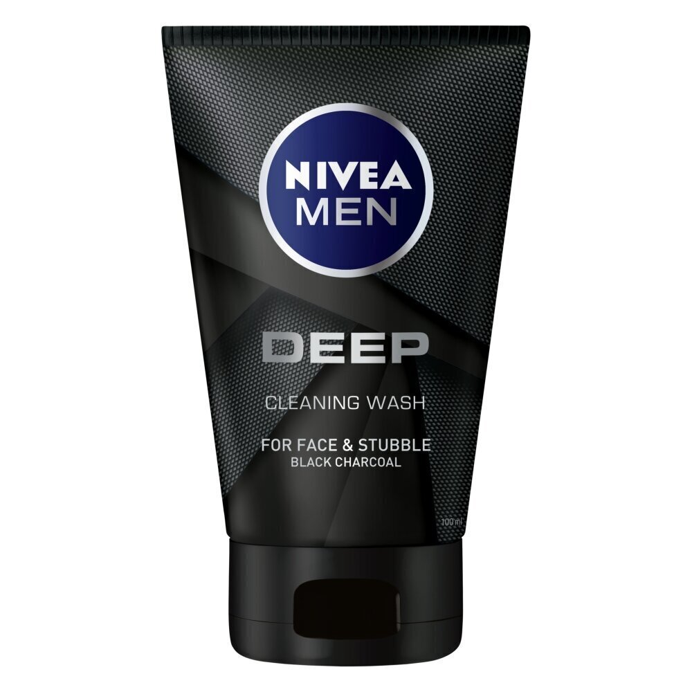 Näo- ja habeme puhastusgeel meestele söega, Nivea Men Deep, 100 ml hind ja info | Näopuhastusvahendid | kaup24.ee