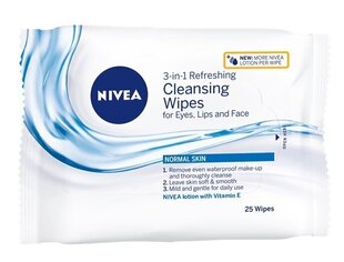 Värskendavad puhastavad salvrätikud normaalsele ja kombineeritud nahale E-vitamiiniga E Nivea daily essentials 25 tk hind ja info | Näopuhastusvahendid | kaup24.ee