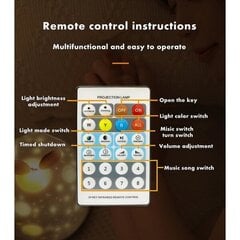 Öövalgusti Lastelamp Star projektor, muusikaline öölamp + Taimer + Kaugjuhtimispult Bluetooth Kõlar hind ja info | Projektorid | kaup24.ee