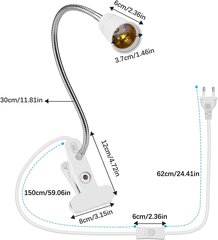 Лампочка с цоколем E27 и выключателем, светодиодная настольная лампа с 360-градусным гусиным штативом, зажимное основание лампы с кабелем 2,2 м, для растений, аквариумов, стола, макияжа, чтения цена и информация | Уличное освещение | kaup24.ee