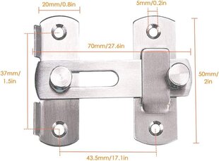 Защелка для раздвижной двери, набор из 2 дверных замков из нержавеющей стали, дверная защелка с защелкой, тумблер, защелка, засов для дверной фурнитуры, окон и дверей цена и информация | Уличное освещение | kaup24.ee