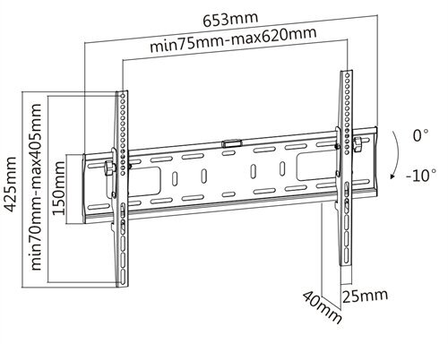 Deltaco ARM-1154, Vesa 200x200-600x400, 37"-70" цена и информация | Teleri seinakinnitused ja hoidjad | kaup24.ee