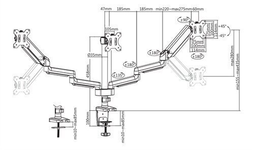 Deltaco ARM-0352, Vesa 75x75-100x100, 17 "-27" цена и информация | Teleri seinakinnitused ja hoidjad | kaup24.ee