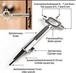 Многофункциональный квадратный ключ, крестовой ключ, универсальный структурный ключ, ключ для лестницы, универсальный ключ для электрошкафа цена и информация | Уличное освещение | kaup24.ee