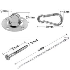 Rippkomplektid Võrkkiik Võrkkiik Tool Riistvara Pöörlevad konksud 80 cm roostevabast terasest ketiga Pilatese rippuvad hoiukotid 200 kg mahutavus siseruumides väljas hind ja info | Vannitoa sisustuselemendid ja aksessuaarid | kaup24.ee