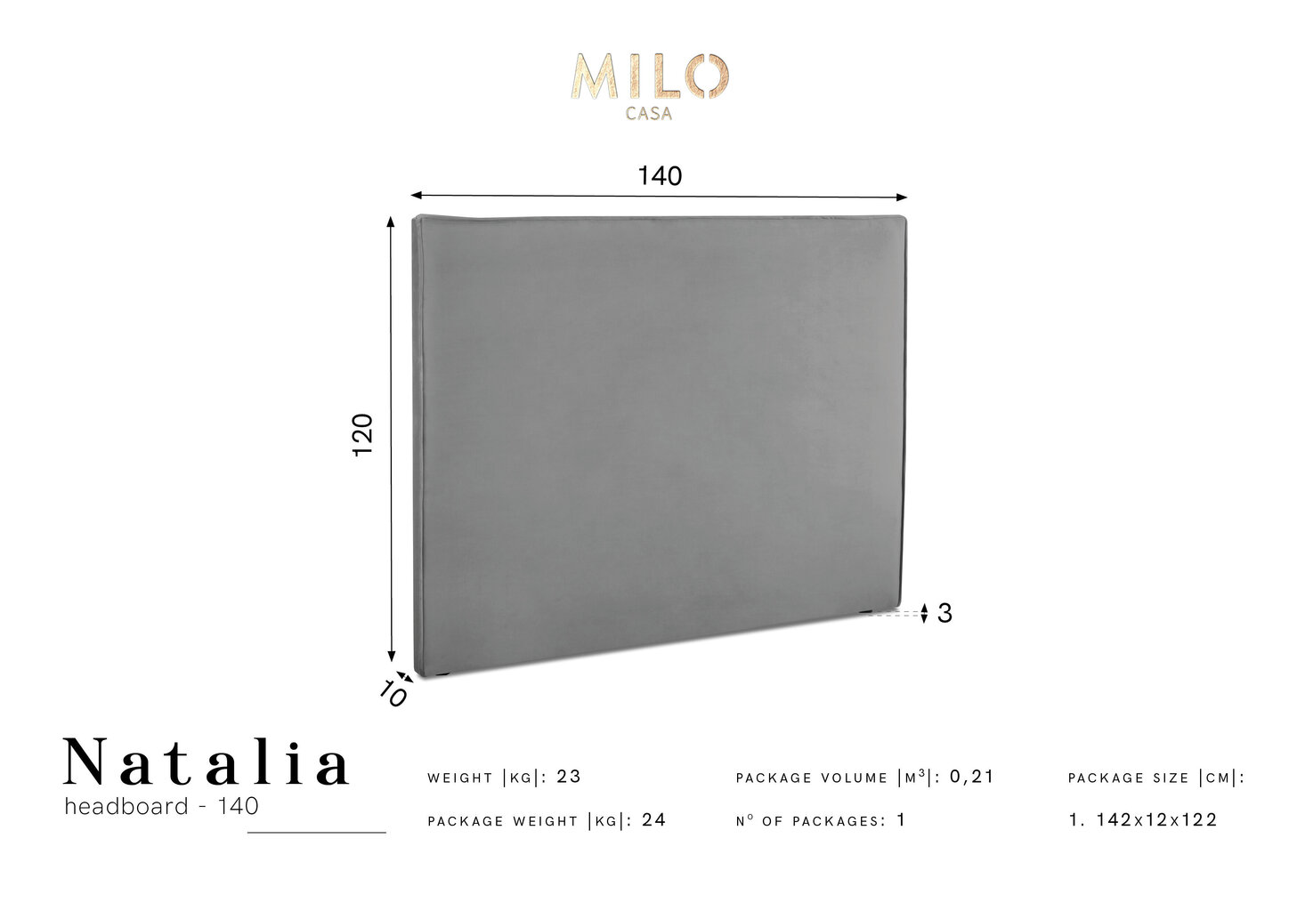 Voodipeats Milo Casa Natalia 140 cm, sinine hind ja info | Voodid | kaup24.ee
