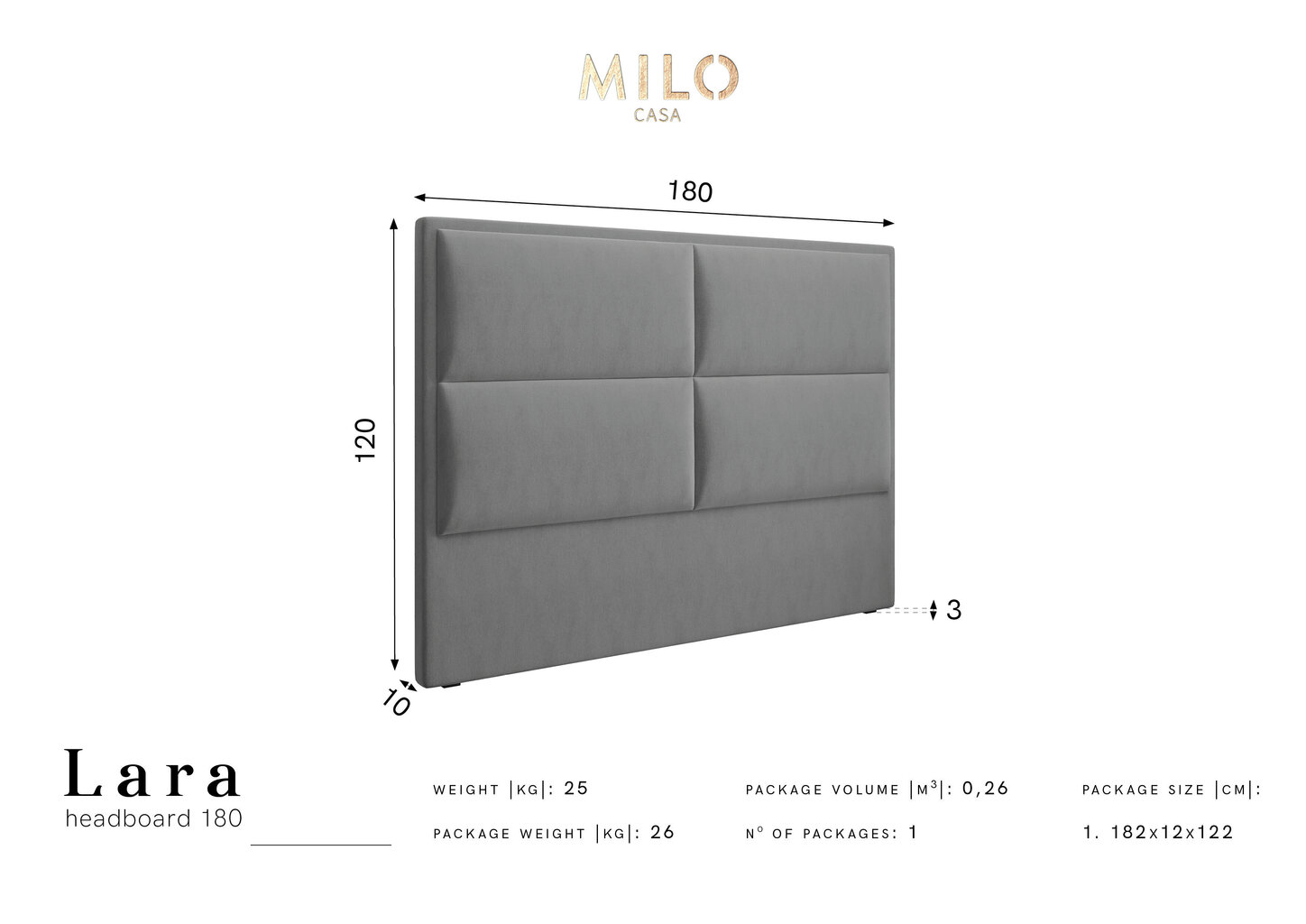 Voodipeats Milo Casa Lara 180 cm, roheline hind ja info | Voodid | kaup24.ee