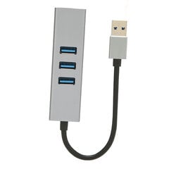 4-портовый концентратор USB3.0, многопортовый концентратор Plug and Play, 5 Гбит/с, высокоскоростной сетевой адаптер USB3.0–RJ45, док-станция USB, серебристо-серый цена и информация | Адаптеры и USB-hub | kaup24.ee