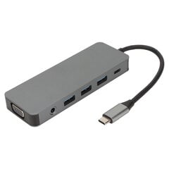 USB C jaotur 11 ühes USB C kuni 3 USB3.0 HD 4K VGA Gigabit RJ45 PD laadimishall USB-jaotur klaviatuurihiire jaoks hind ja info | USB jagajad, adapterid | kaup24.ee