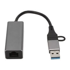 USB-Ethernet-RJ45-adapteri tugi 10 100 1000 Mbps stabiilse kiibiga hõbehall USB-C-RJ45-adapter sülearvutite jaoks hind ja info | USB adapterid tehase helisüsteemile | kaup24.ee