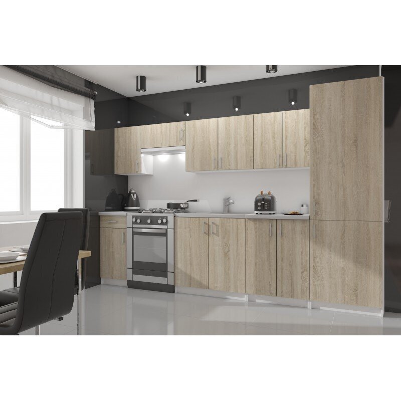 Kõrge köögikapp NORE Lima S60/205 LO, valge/tamme värv цена и информация | Köögikapid | kaup24.ee