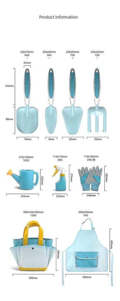 tk Laste aiatööriistad Laste õues istutamiseks mõeldud mänguasjade komplekt koos hoiukotiga hind ja info | Jõulukaunistused | kaup24.ee
