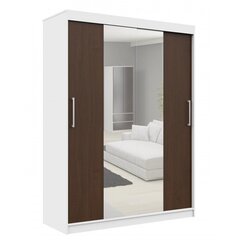 Шкаф NORE CLP 150 с зеркалом, белый/темно-коричневый цена и информация | Шкафы | kaup24.ee