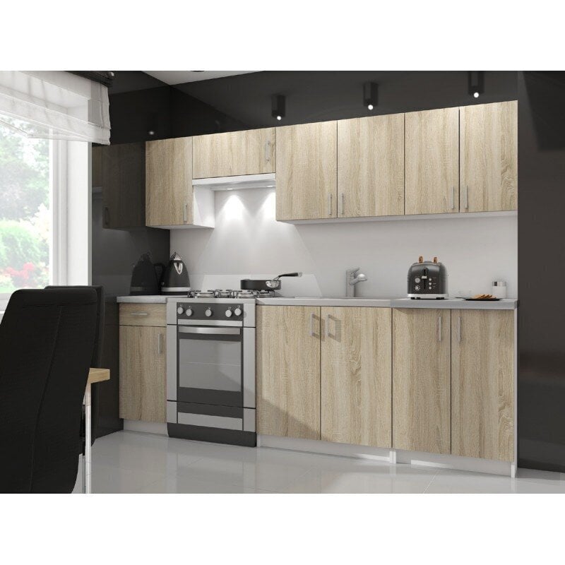 Seinapealne köögikapp NORE Lima W80 D2, valge/tamme värv цена и информация | Köögikapid | kaup24.ee