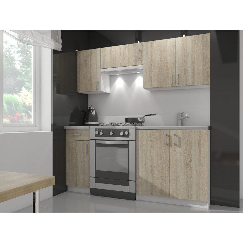 Seinapealne köögikapp NORE Lima W80 D2, valge/tamme värv hind ja info | Köögikapid | kaup24.ee