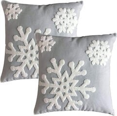 Soft Square Christmas Snowflake Kodukaunistused Lõuend Puuvillane Tikitud Padjapüürid 18x18 Padjakatted Diivanvoodi Tooli Padjapüürid 1 Paar, Hall hind ja info | Jõulukaunistused | kaup24.ee